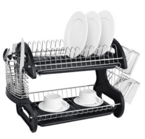 Multifunctional Dual Layers Bowls & Dishes & Chopsticks & Spoons Collection Shelf Dish Drainer Black Multifunctional Dual Layers Bowls & Dishes & Chopsticks & Spoons Collection Shelf Dish Drainer Black
